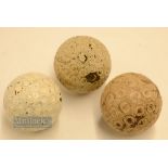 3x Interesting Pattern Rubber Core Golf Balls - Capon Heaton small doughnut rings, Eureka with large