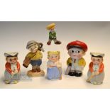 Interesting Collection of Various Bisque Golfing Figures, Pots and Cream Jugs (6) - 3x Small Milk