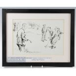 Bert Thomas (b.1883-d.1966) Original humourist golfing sketch signed lower middle - "Scratch Man (to