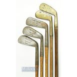 5x various Juvenile Irons - incl 3x Natty mid iron, mashie and putter plus 2x brass head irons