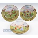Collection of 3x Grimwades Staffordshire and Stoke on Trent humorous titled golfing scenes plates