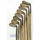 8x various irons incl Tom Stewart Lofting Iron, Winton lofting iron, Gourlay Gem putter et al -all