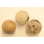 3x various bramble pattern rubber core golf balls - large Springvale 27 ½ guttie retaining 40% of