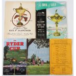 1951, 1953, 1955 and 1957 Official Ryder Cup Golf Programmes - features 1951 at Pinehurst date 2-4