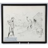 D L Ghilchik (1892-1972) original pen and ink humorous large golfing sketch signed lower right -