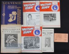 1938-1960 Boxing Wrestling programmes and ticket to include European Boxing Championships Dublin