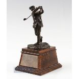 Harry Vardon bronze golfing figure by Hal Ludlow c1920 - mounted on a naturalistic base stamped