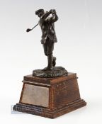 Harry Vardon bronze golfing figure by Hal Ludlow c1920 - mounted on a naturalistic base stamped
