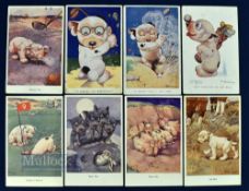 Collection of early "Bonzo The Dog" Series comic golfing postcards by George Studdy mostly from