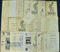 1946-1985 Scottish Cricket Union Programmes/ Team sheets and scorecards, International and County