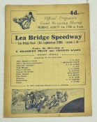 1938 Lea Bridge Speedway Programme August 1st 1938, Lea Bridge is a defunct speedway team, has