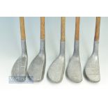 5x Mills Alloy putters incl' Braid Mills flat lie (x2) and Medium Lie, New Mills Ray Model -4x