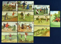 Collection of early Lance Thackeray, Brassey and others, humorous golf postcards dated mostly from