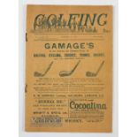 1898 Rare "Golfing" Weekly Magazine - Vol.VI No. 178 publ'd November 17 - in the original