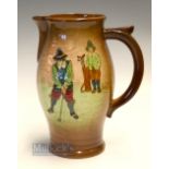 Royal Doulton Queensware Golfing Lemonade Pitcher c1930s - light coloured finish decorated with