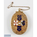 R A Whitcombe - Rare 1936 Open Golf Championship of Ireland Winners 18ct Gold And Enamel Medal -