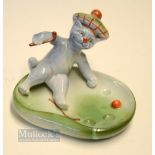 Fine Louis Wain Ceramic golfing trinket dish - featuring a typical Wain Golfing Cat in bunker -