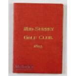 Rare 1893 Mid-Surrey Golf Club Rules, Regulations and List of Members booklet -and gilt covers -