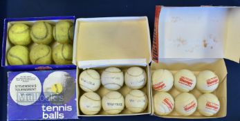 c1950-1960 three boxes of Tennis Balls, to include a box of Slazenger Victory that look in light