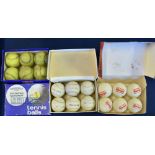 c1950-1960 three boxes of Tennis Balls, to include a box of Slazenger Victory that look in light