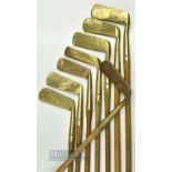 8x various brass blade putters - Halley's Pyramid Long blade, Accurate Bent neck, Duplex, Gem,