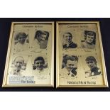 c1980 Pair of Horse Racing Champion Jockey Etchings Pictures - gold coloured metal etchings portrait