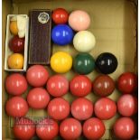 A full set of Period Snooker balls, plus a boxed set of Atlas Ronite billiard balls, the snooker