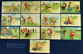 Collection of early Tom Browne and Other Humorous Golfing Postcards dated from 1904 to 1919 (12) 10x