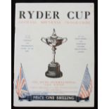 Rare 1937 Official Ryder Cup Golf Souvenir Programme - the sixth international golf match between