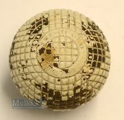 The Ocobo 27 fine moulded mesh pattern guttie golf ball - with makers marks impressed to each pole