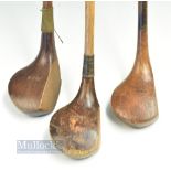 3x genuine juvenile golf wood drivers - Tom Morris St Andrews c/w shaft stamp, Scott Elie stamped