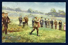 1907 Golfing Oilette Postcard of Harry Vardon on the tee - titled "Golf - A Good Drive" issued by