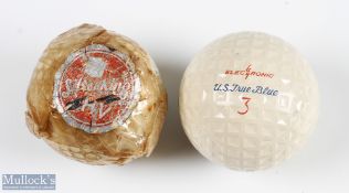 2x interesting pattern golf balls - U.S Electronics "True Blue Cadwell Cover" No.3 c1950 appears