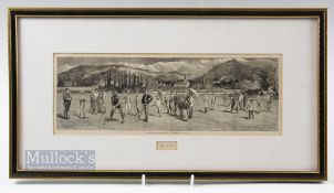 1884 Golf Links at Pau - original magazine landscape lithograph titled "The Golf Link at Apparel - A