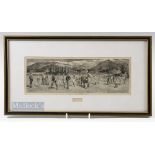 1884 Golf Links at Pau - original magazine landscape lithograph titled "The Golf Link at Apparel - A