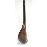 Fine R Forgan St Andrews elegant dark stained fruitwood long spoon curved face longnose c1870 - head