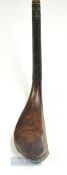 Fine R Forgan St Andrews elegant dark stained fruitwood long spoon curved face longnose c1870 - head