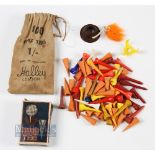 Wooden Golf Tees - to include Pryde's orange tee empty box, Halley London bag of wooden tees, plus a