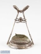 1908 Silver Golf Club Ladies Hat Pin Stand - hallmarked Birmingham comprising Longnose golf clubs,