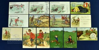 Collection of early part sets of Humorous Golfing Postcards dated from 1901to 1909 (14) 4x W&A K