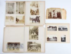 1890-1910 sports related photograph album cards, to include rugby, tennis, cricket, cycling and