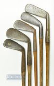 5x various smf irons - to incl. 2x cleeks, mid iron, general iron and a lofter - all with good