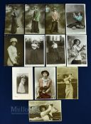 Collection of famous Glamour/Beauty Girl Golfing Postcards dated from 1907 onwards (12) to incl Edna