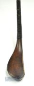 Fine and early McEwan dark stained fruit wood longnose curved face play club c1850 - head measures 5