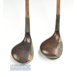 2x Good Fairway Fibre Face Insert Woods with indistinct stamp marks - to incl brassie and deep faced