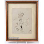 M C Ross - original pen and ink 9.75" x 8" humorous golf sketch, signed lower right with inscription