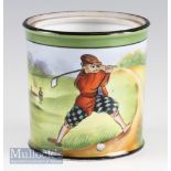 Scarce Early 20th century Noritake Barrel / Jar with Golfer Design hand painted to all round the