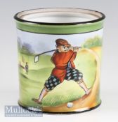 Scarce Early 20th century Noritake Barrel / Jar with Golfer Design hand painted to all round the