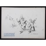 Bert Thomas (b.1883-d.1966) Original humourist pen and ink golfing sketch - with annotation "Mr