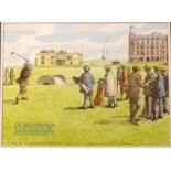 Ionicus (Josh C Armitage) signed golfing watercolour titled "Playing the 18th hole (Tom Morris) at